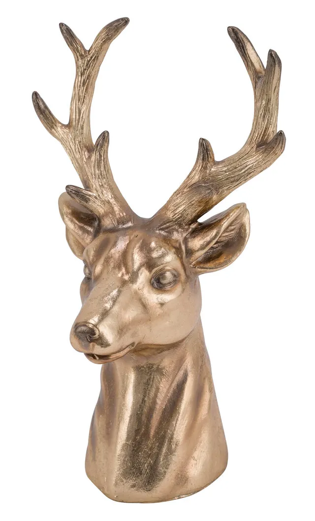 Feuillazur Rungis Tête de cerf or déco Noël 14x11,5x23 cm
