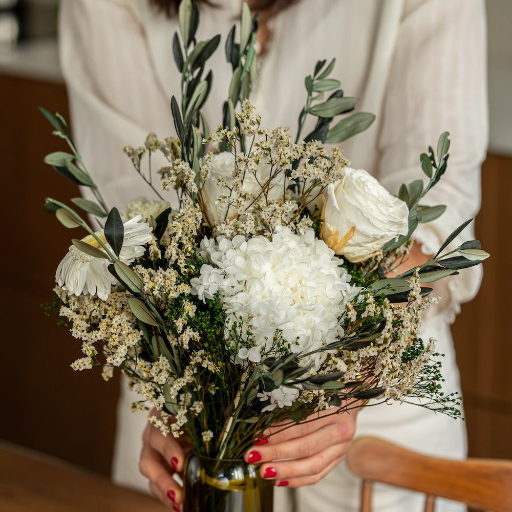 Flowrette Bouquet Saint-Germain stabilisé blanc taille M