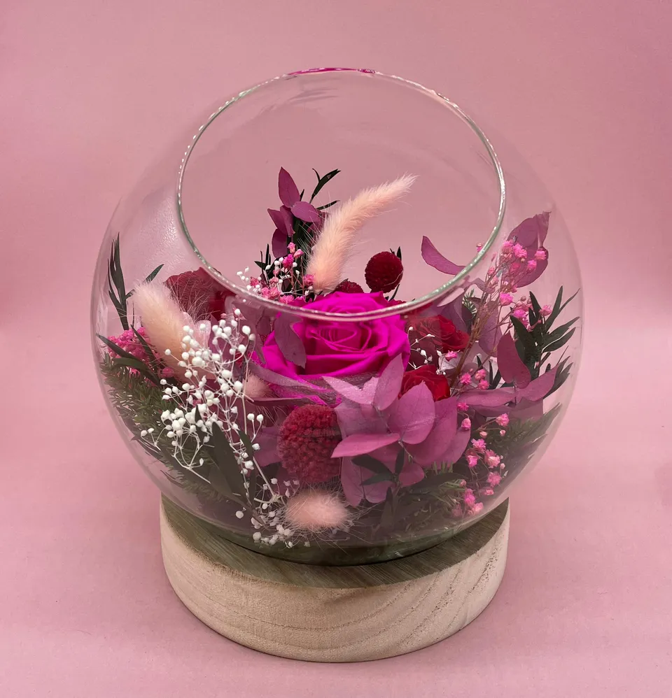 Ateliers Ouchamp Bulles Rue du Rendez-Vous bulle fleurie rose 20cm