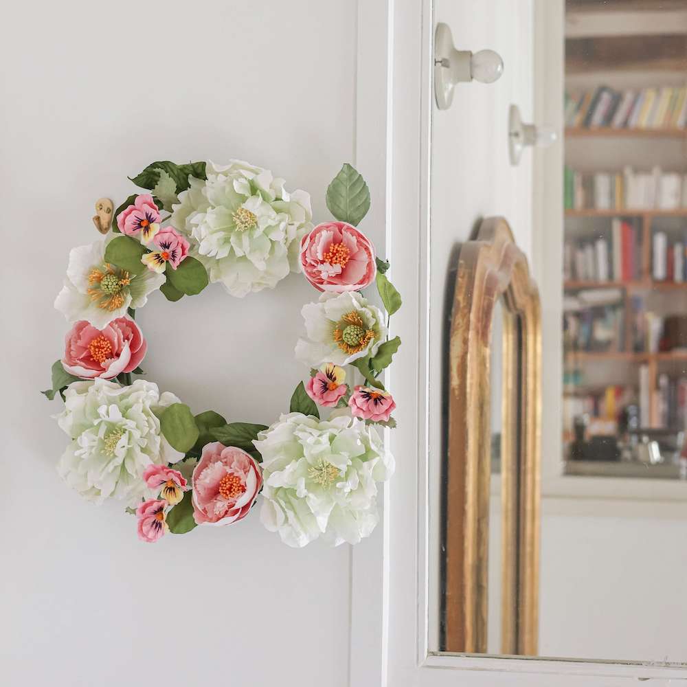 Flowrette Rubens couronne murale papier 45 cm roses