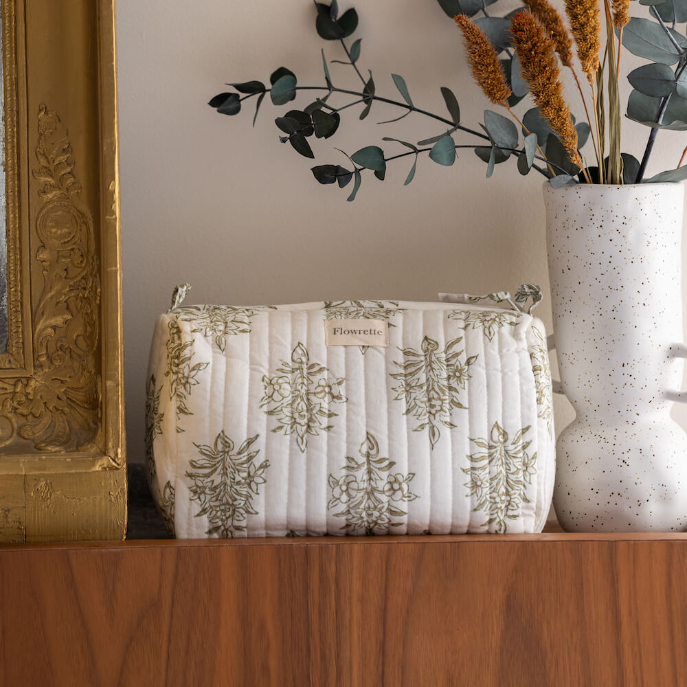 Flowrette Bally trousse toilette coton block print fleurie
