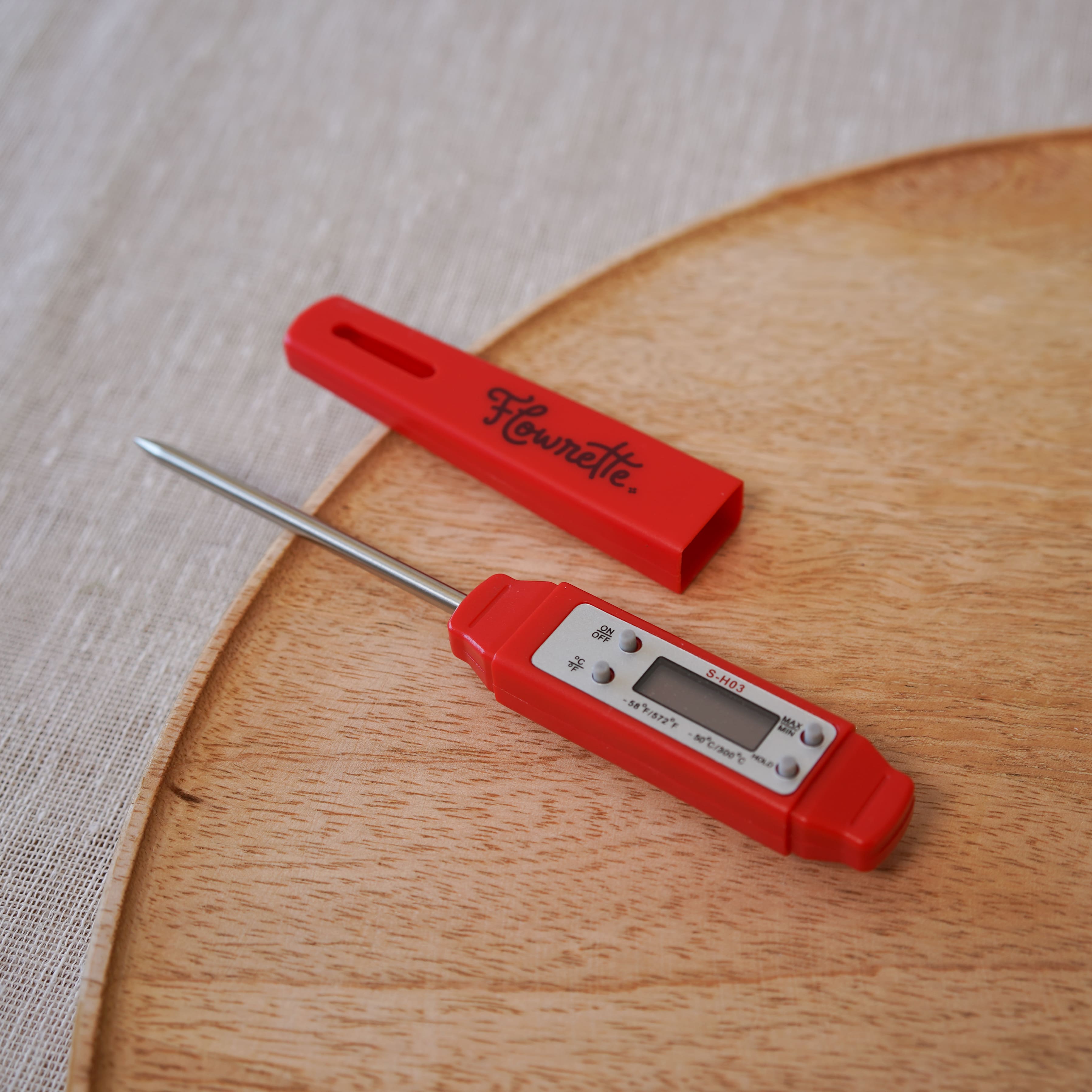 Flowrette Thermomètre digital bougie DIY rouge inox