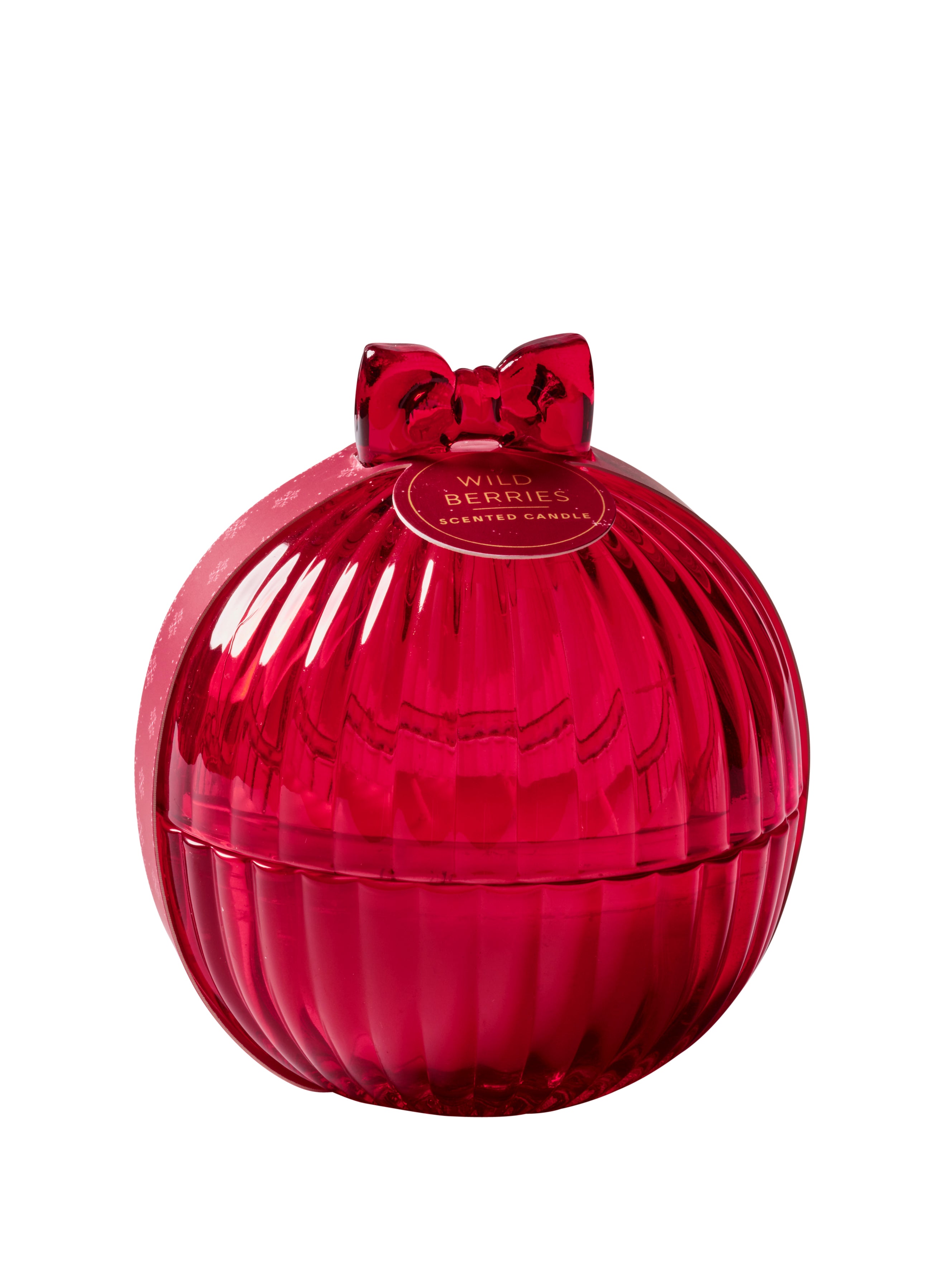 Feuillazur Rungis Bougie Boule de Noël Rouge Nœud
