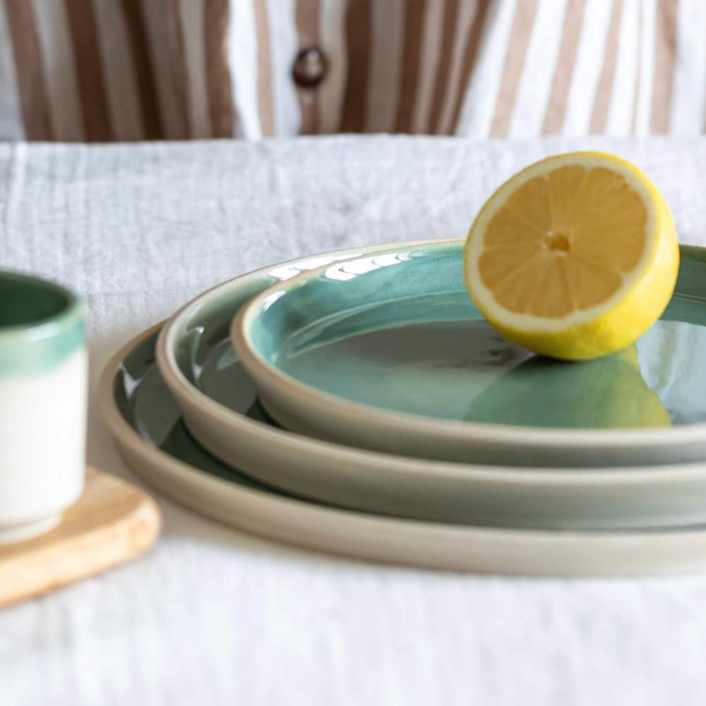Flowrette Hélios assiette céramique verte 24 cm x1