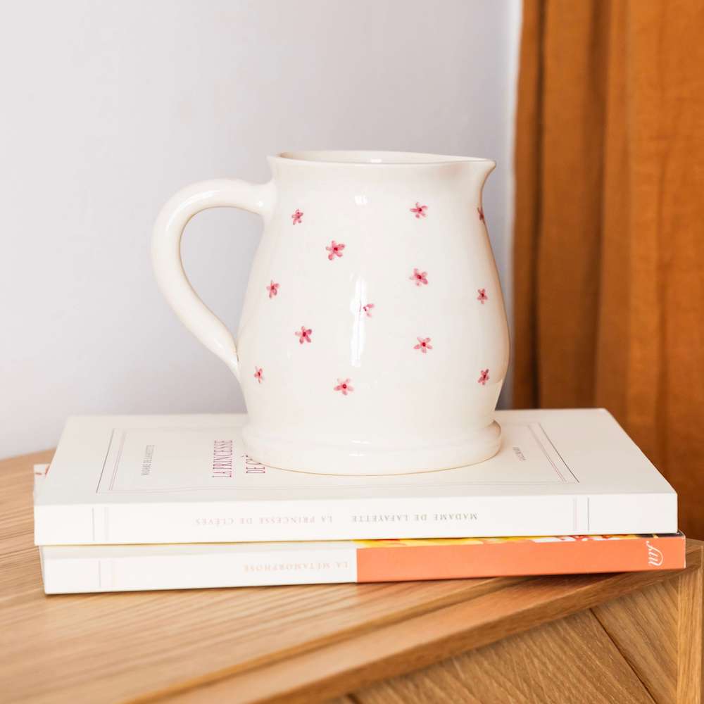 Flowrette Pichet fleuri vase céramique blanc rose