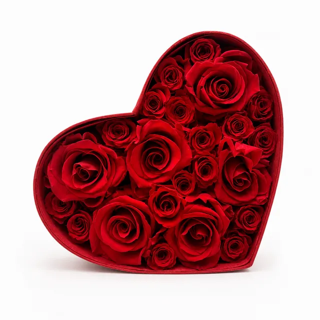 Ateliers Ouchamp Boîte Cœur boîte roses rouges stabilisées M