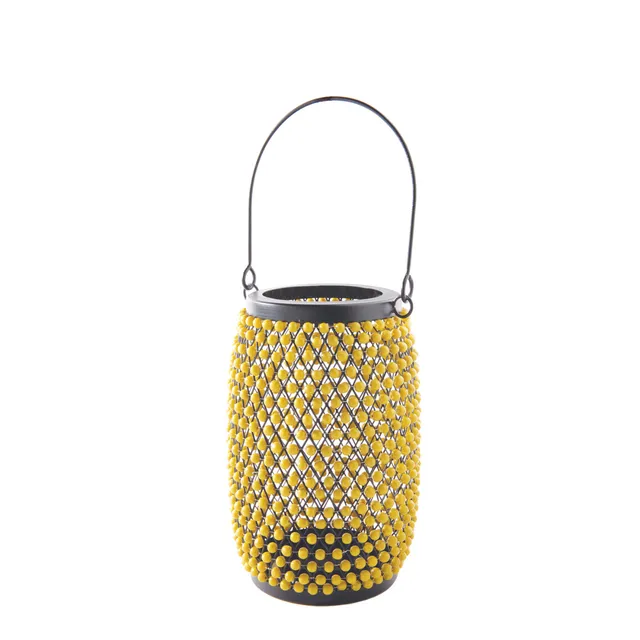 Sia Chile lanterne métal jaune 19 cm perles verre