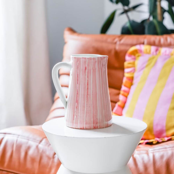 Flowrette Salmon striped pitcher vase céramique saumon