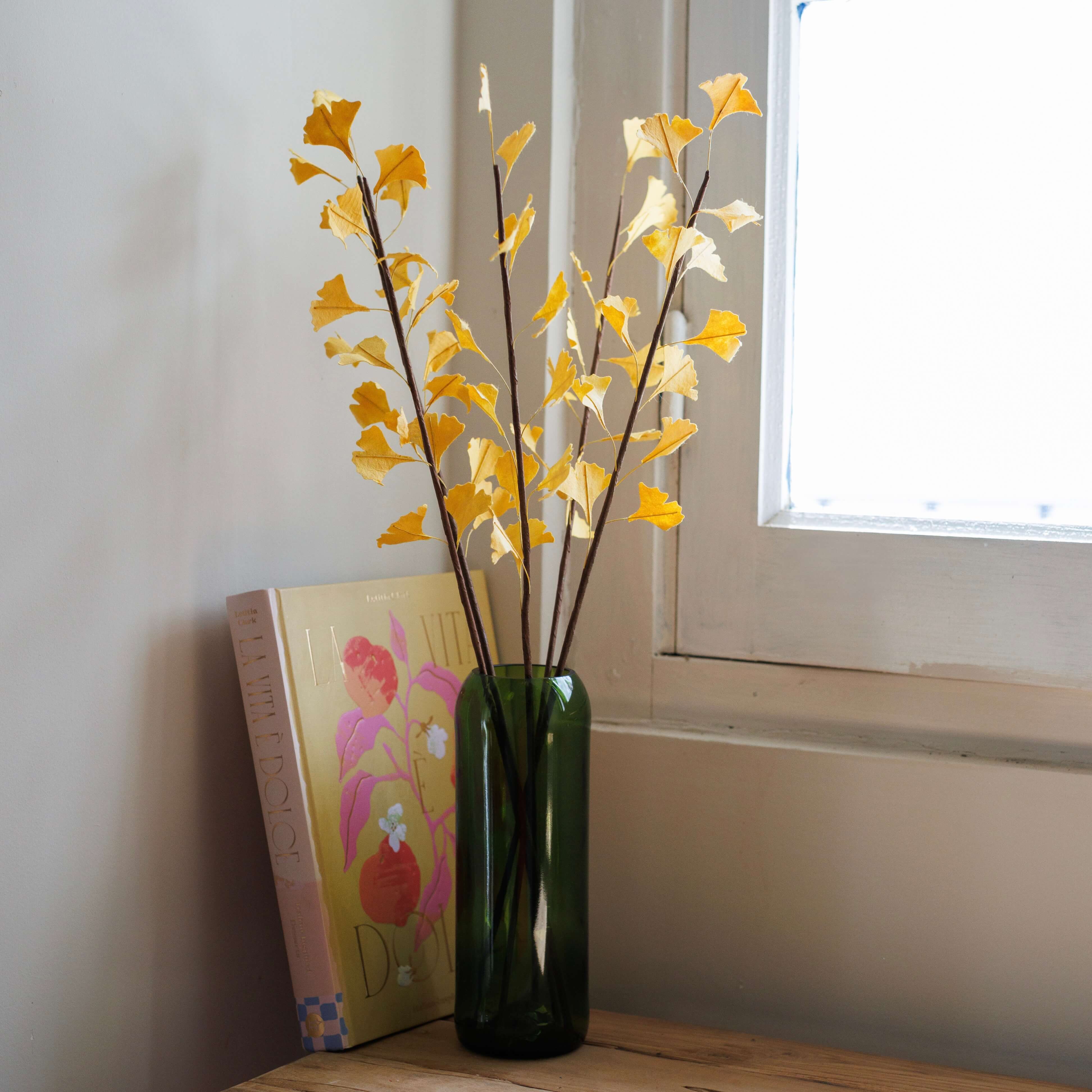 Flowrette Gingko branche papier jaune x1