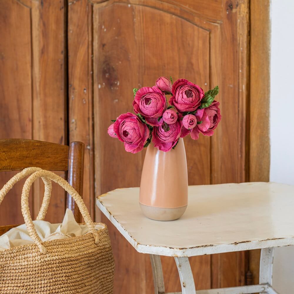 Flowrette Rose Queen rose en papier fuchsia x1 tige
