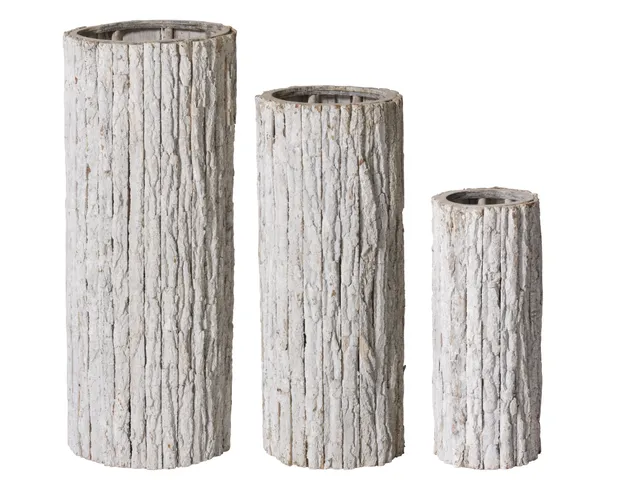 Feuillazur Rungis vase en bois blanc rond 40x45cm