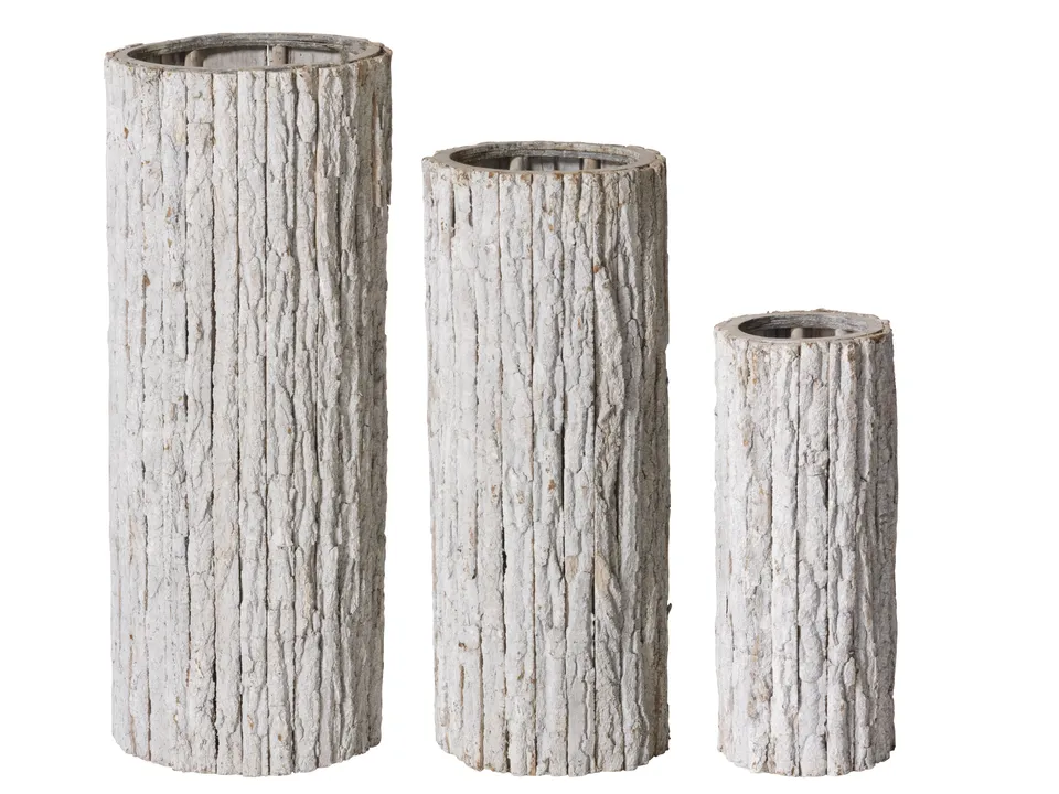 Feuillazur Rungis vase en bois blanc rond 40x45cm