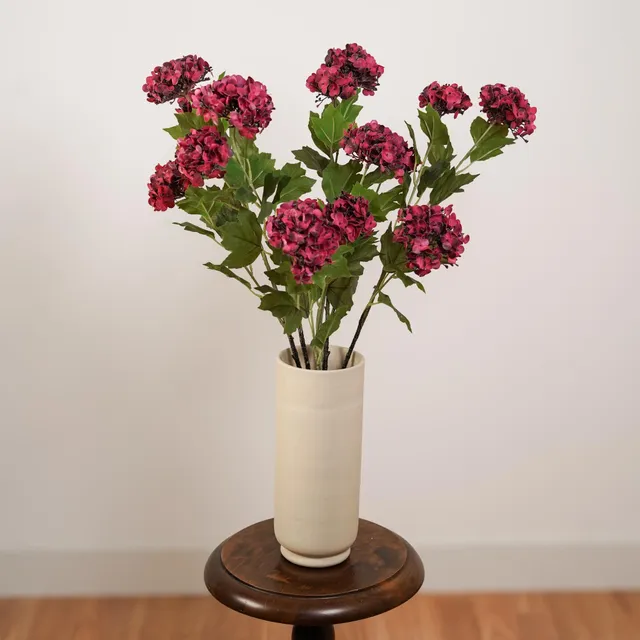 Flowrette Hortensia fleur artificielle rouge 3 têtes x1