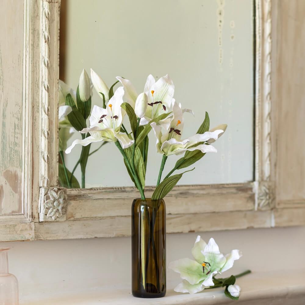 Flowrette Lys fleur en papier blanc cassé à l'unité