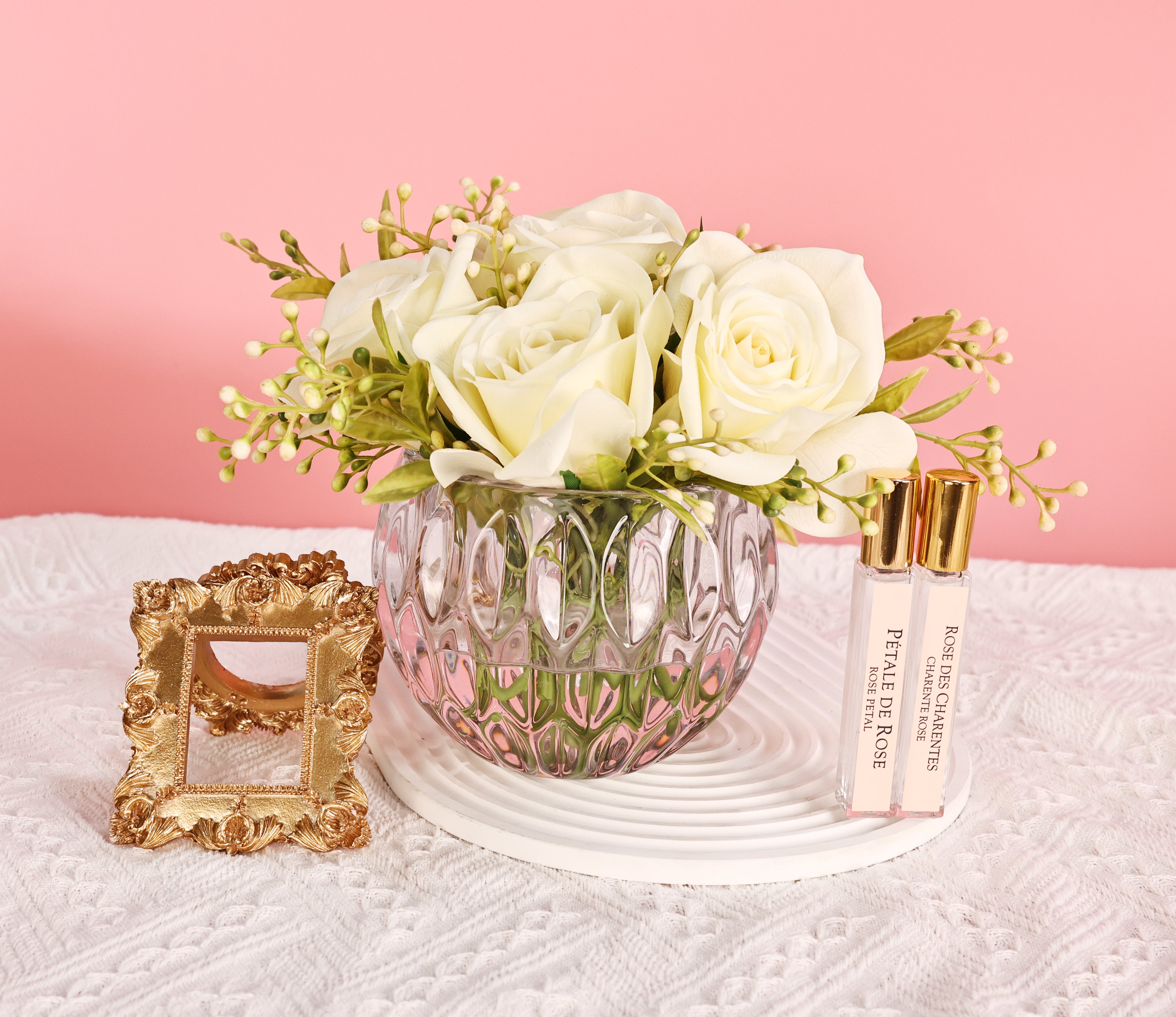 Côte Noire Summer RSR15 bouquet rond roses champagne