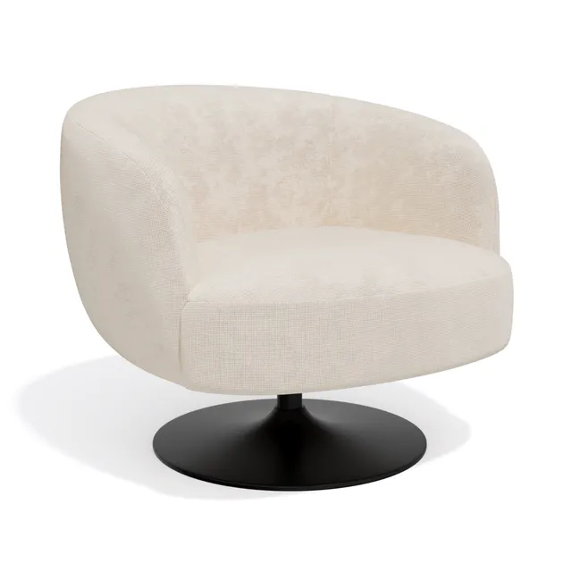Sia Home Fauteuil Oska pivotant crème assise enveloppante