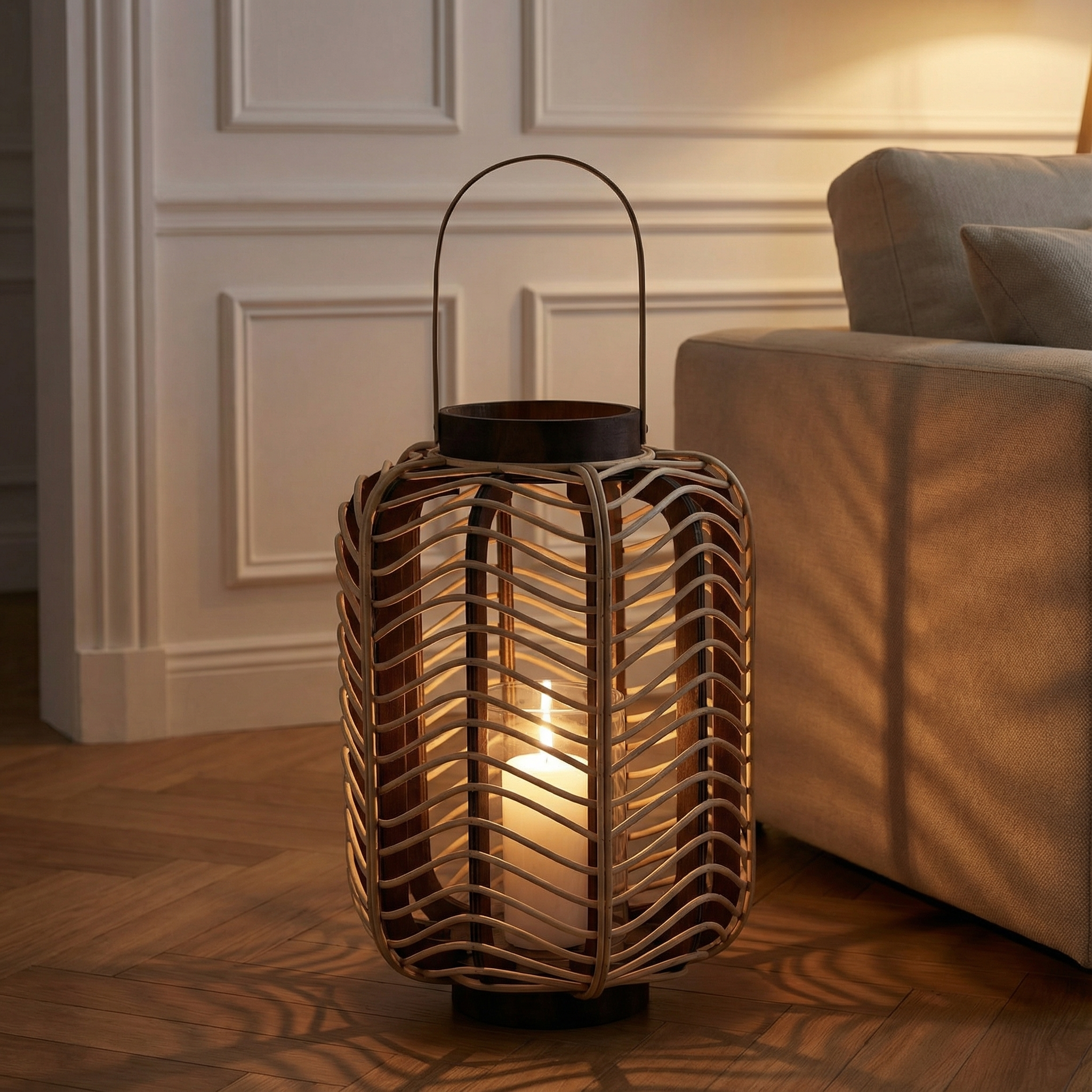 Sia Home Lanternes Nella lanterne rotin Bois clair 60 cm