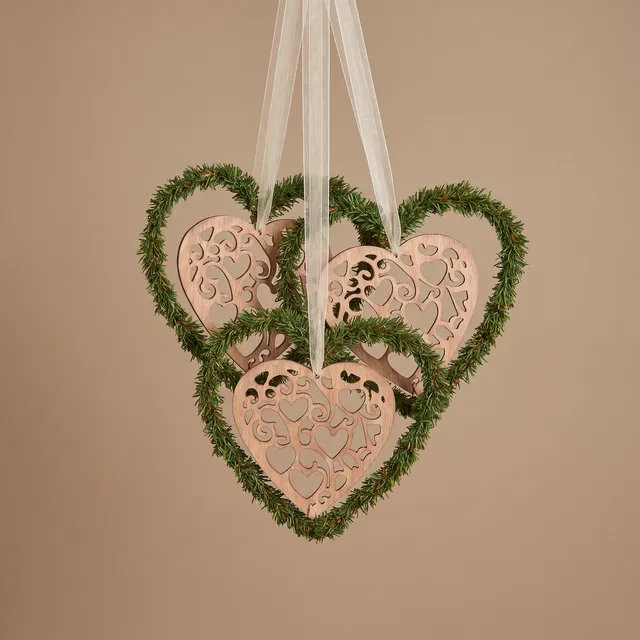 Sia Home Natura suspension Noël coeur pin 20 cm