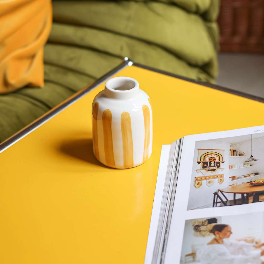 Flowrette Soliflore rayé jaune petit vase céramique
