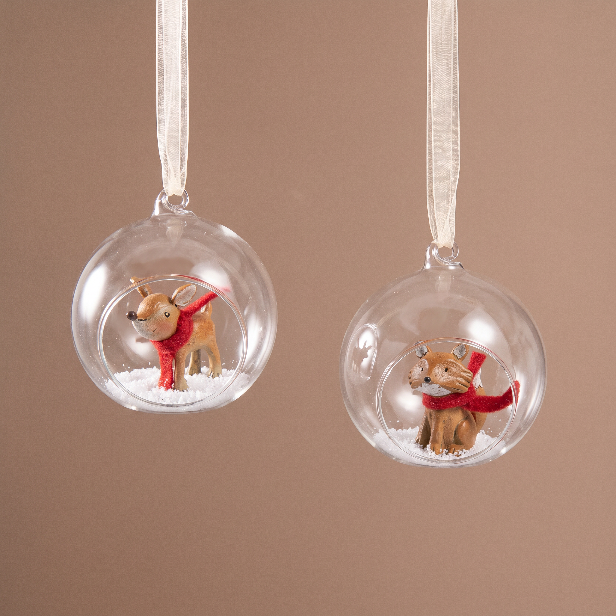 Sia Home Rudy Biche et Renard Boules Noël Rouge Lot 2