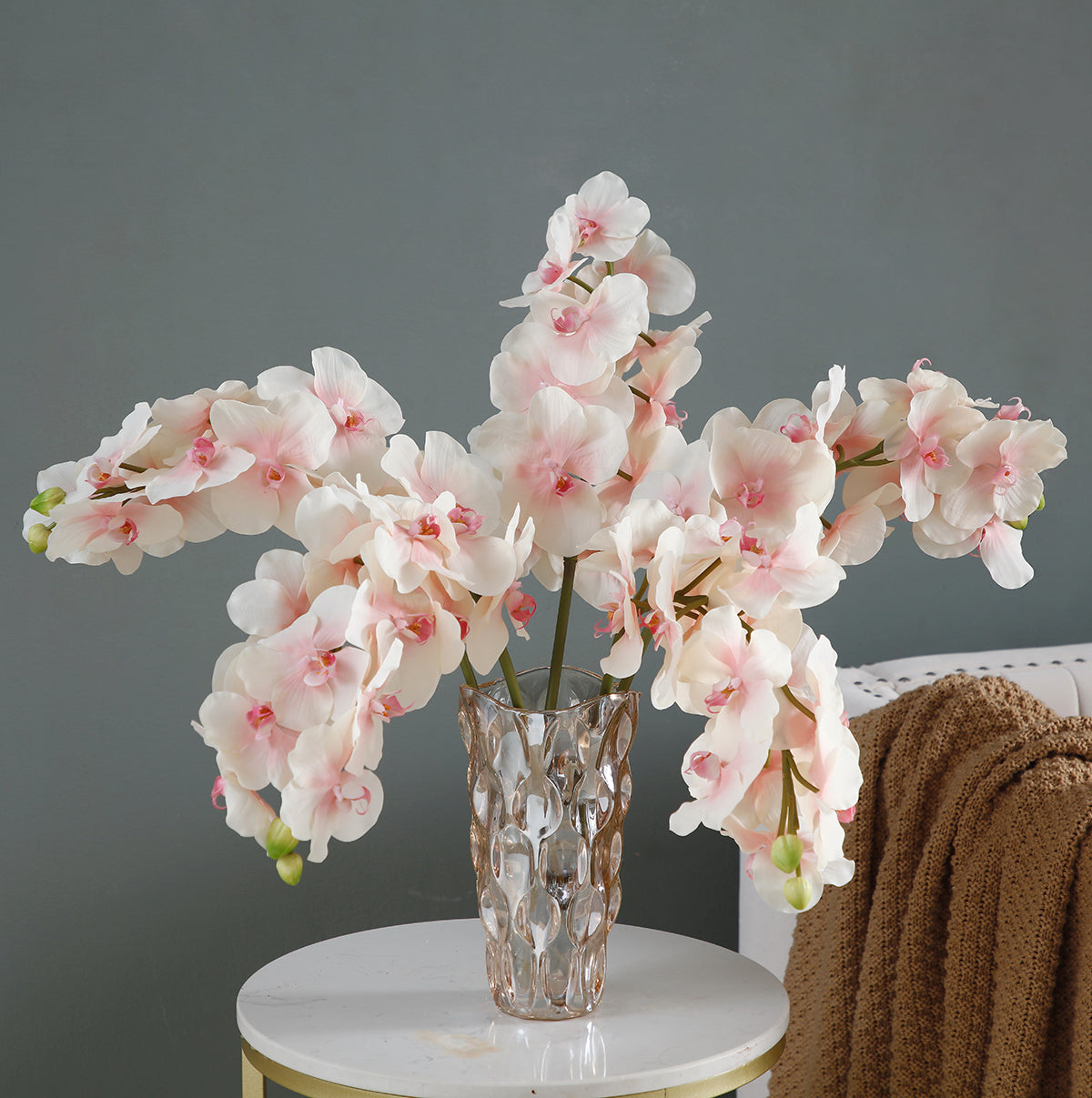 Sia Home Orchidée Phalaenopsis tige artificielle blanc 66 cm