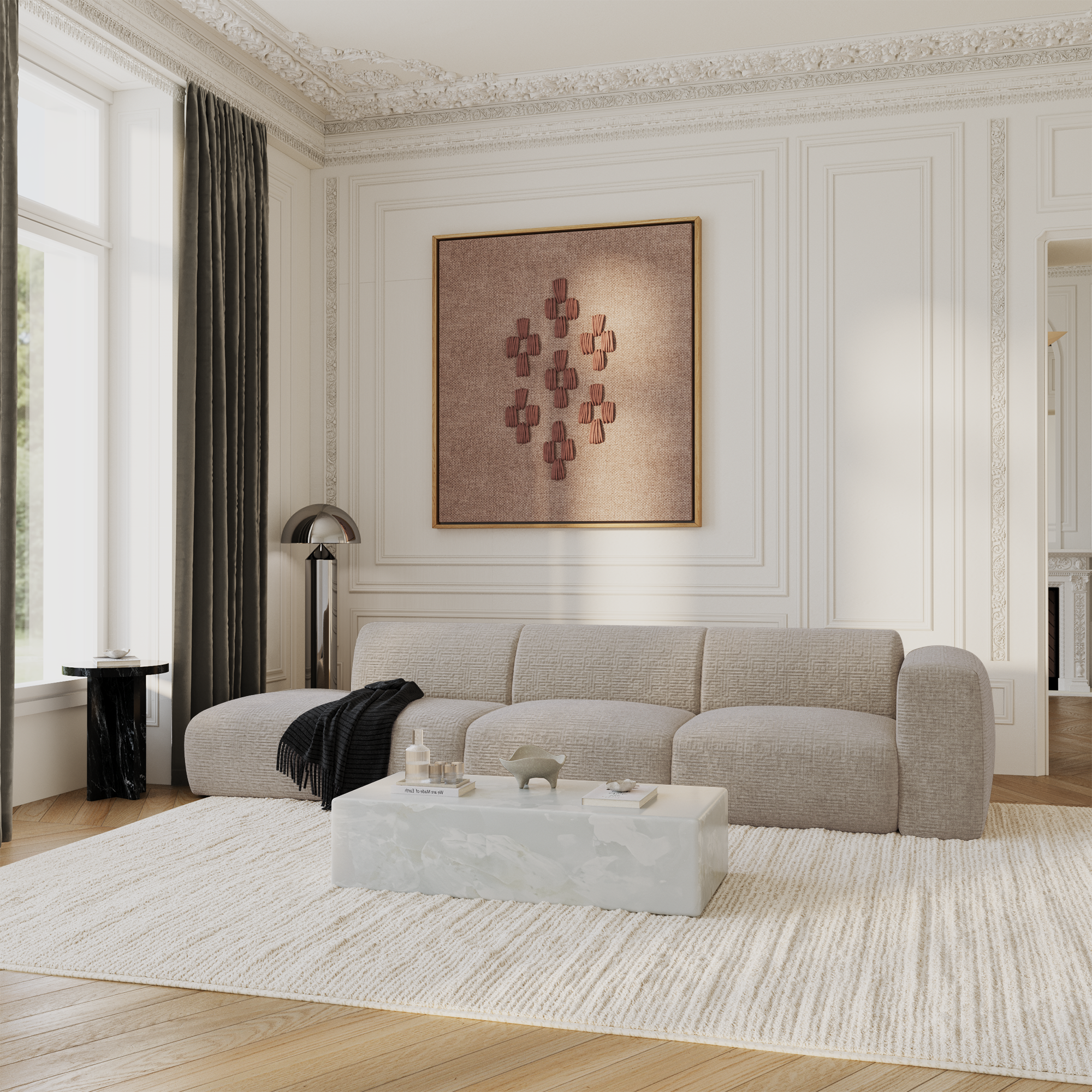 Sia Home Canapés Myra canapé droit 5 places crème