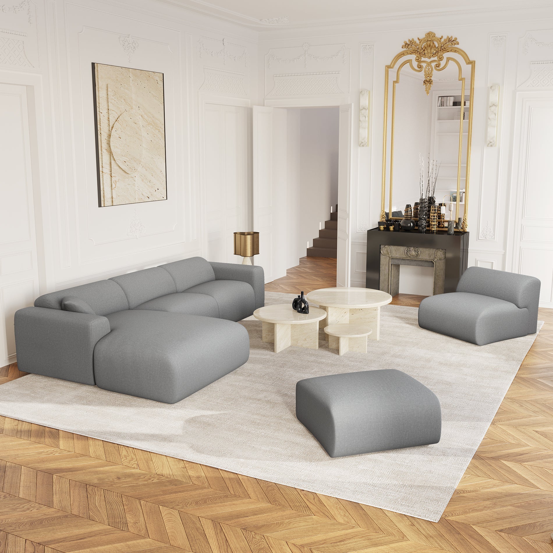 Sia Home Myra canapé angle gauche gris clair 5 places