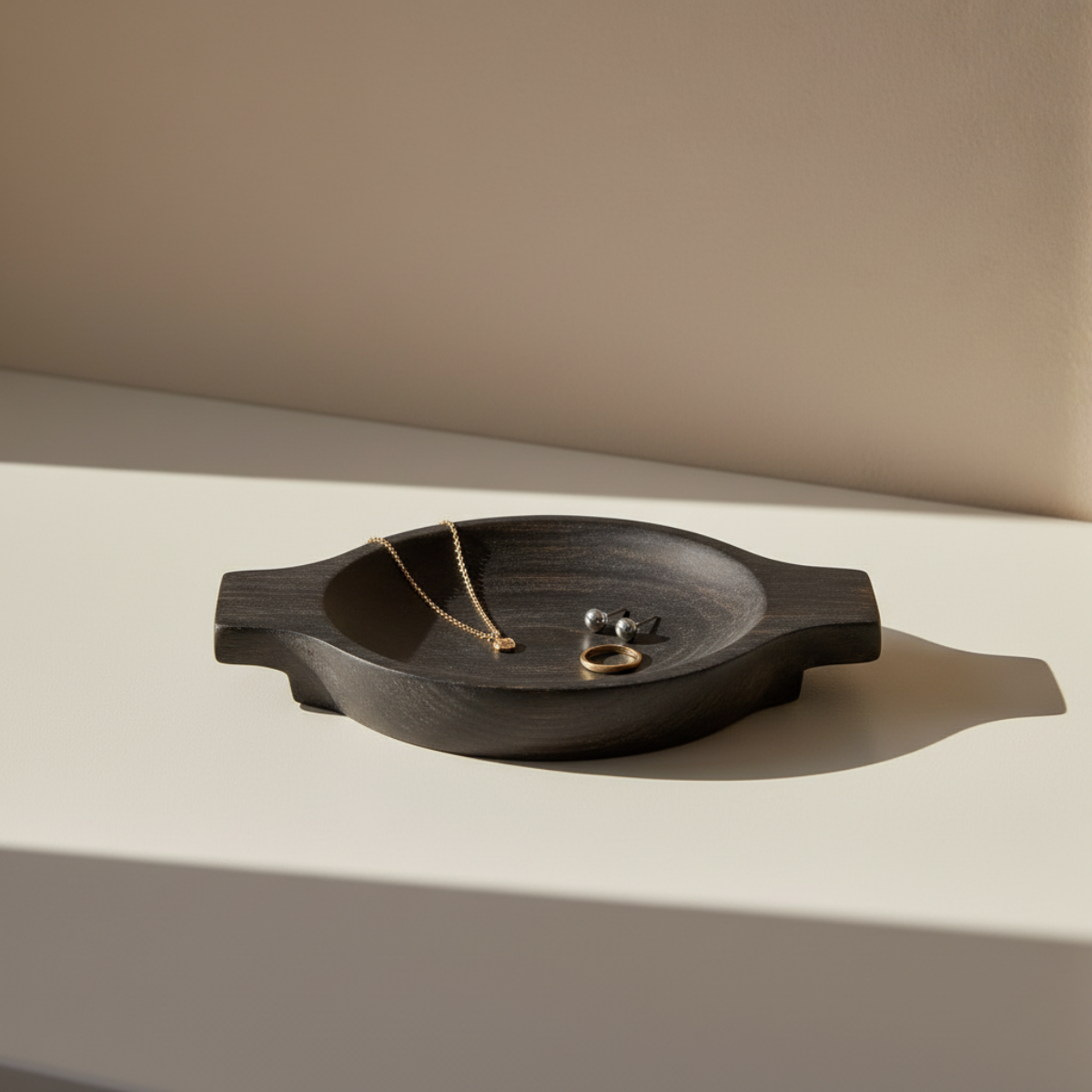 Sia Home Osso plateau décoratif rond noir bois