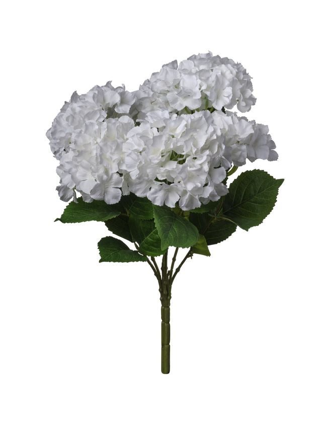 Feuillazur Rungis Hortensia sur tige fleur artificielle blanc 60cm