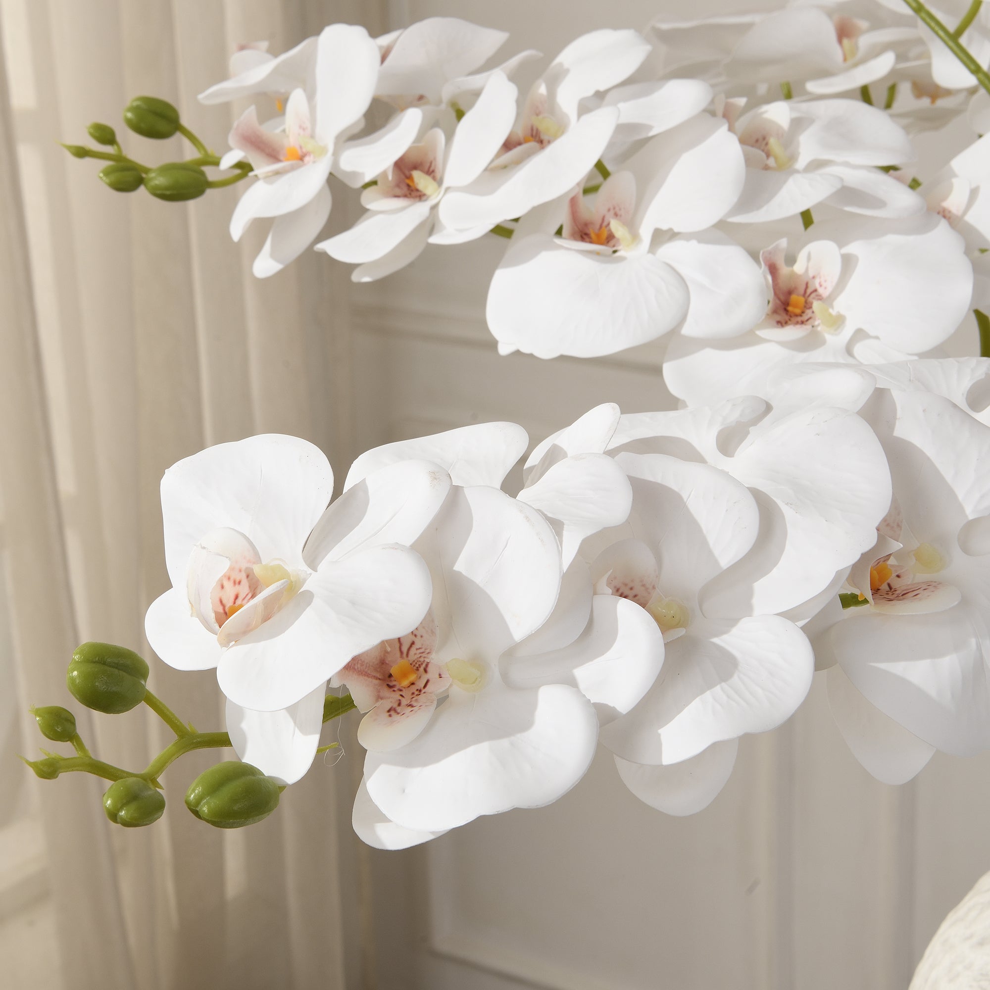 Sia Home Tiges de Fleurs Orchidée 90 cm tige blanc et jaune
