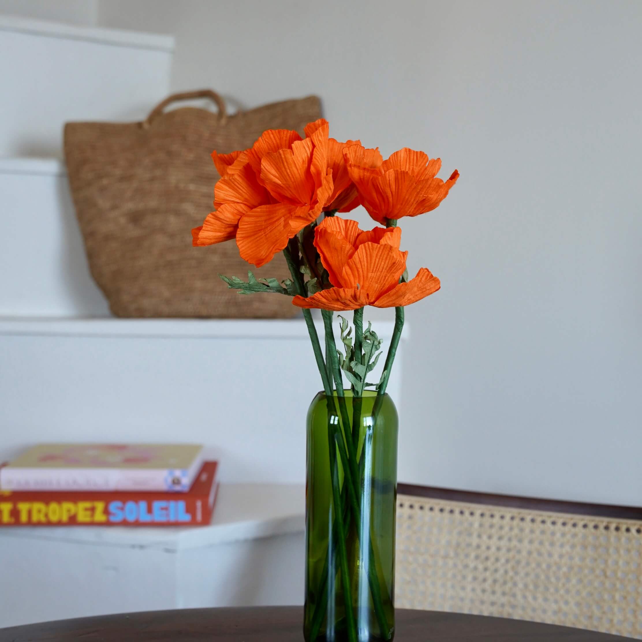 Flowrette Pavot papier orange fleur en papier x1