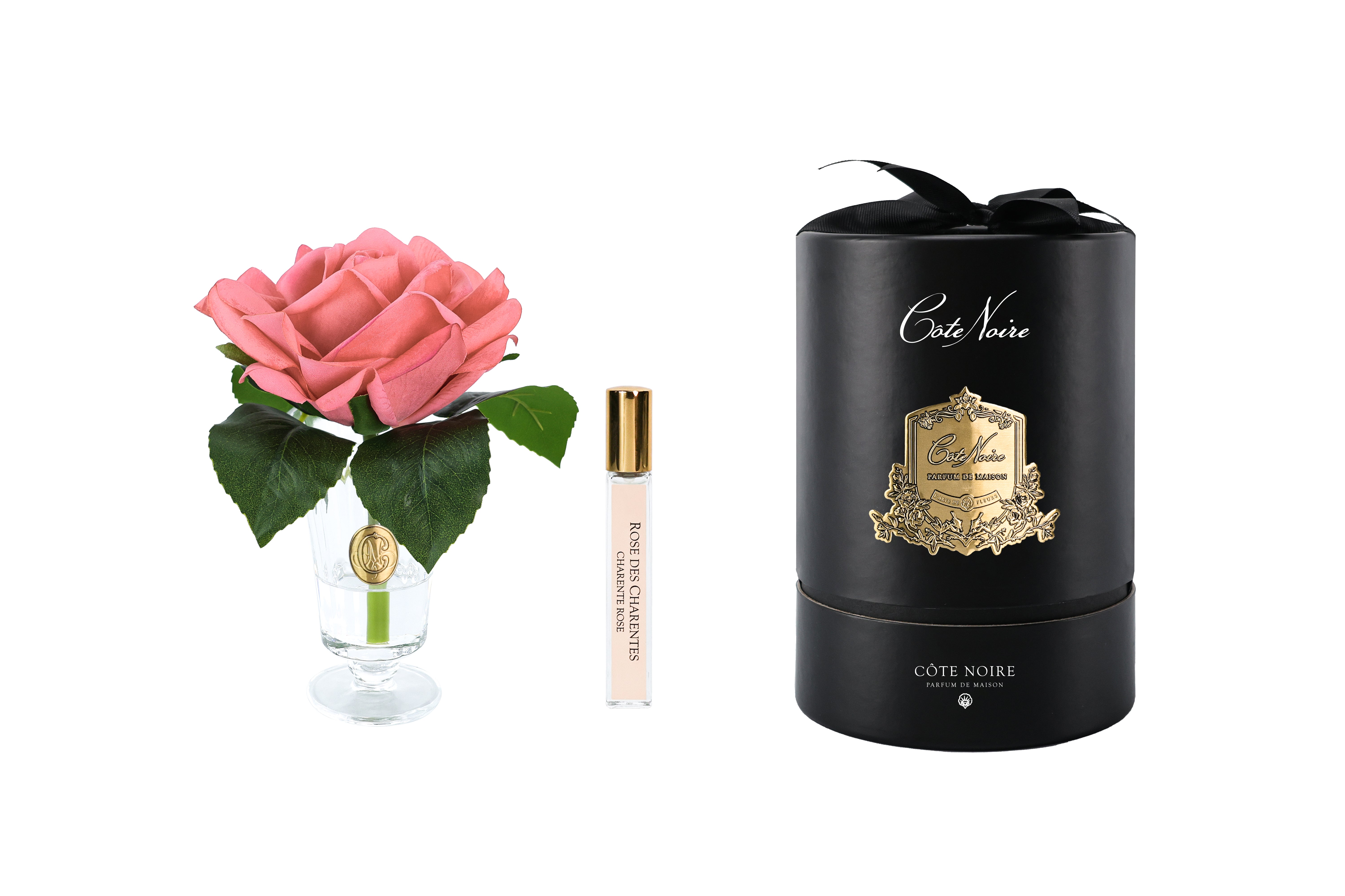 Côte Noire Perfumed Flowers CHR05 rose pêche blanc badge or
