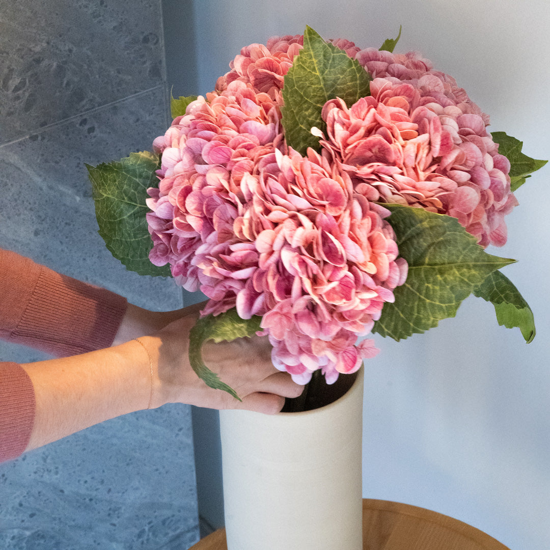 Flowrette Real Touch hortensia artificiel rose foncé tige x1