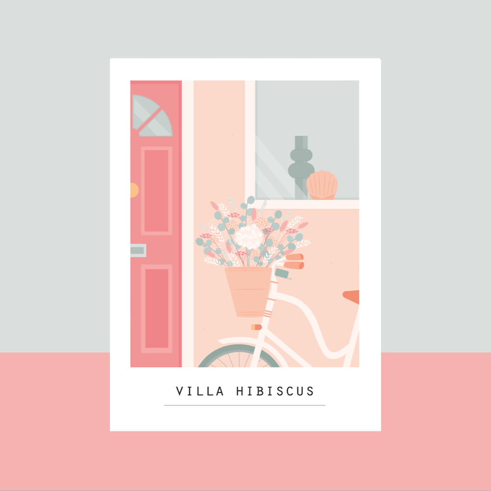 Flowrette Décoration Villa Hibiscus carte postale fleurs pastel