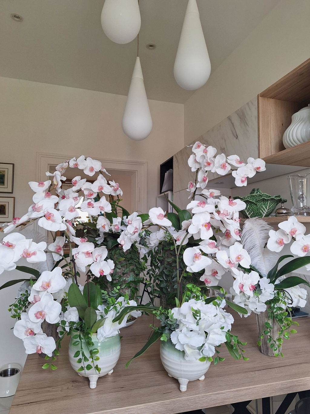 Sia Home Orchidée Phalaenopsis tige artificielle blanc 66 cm