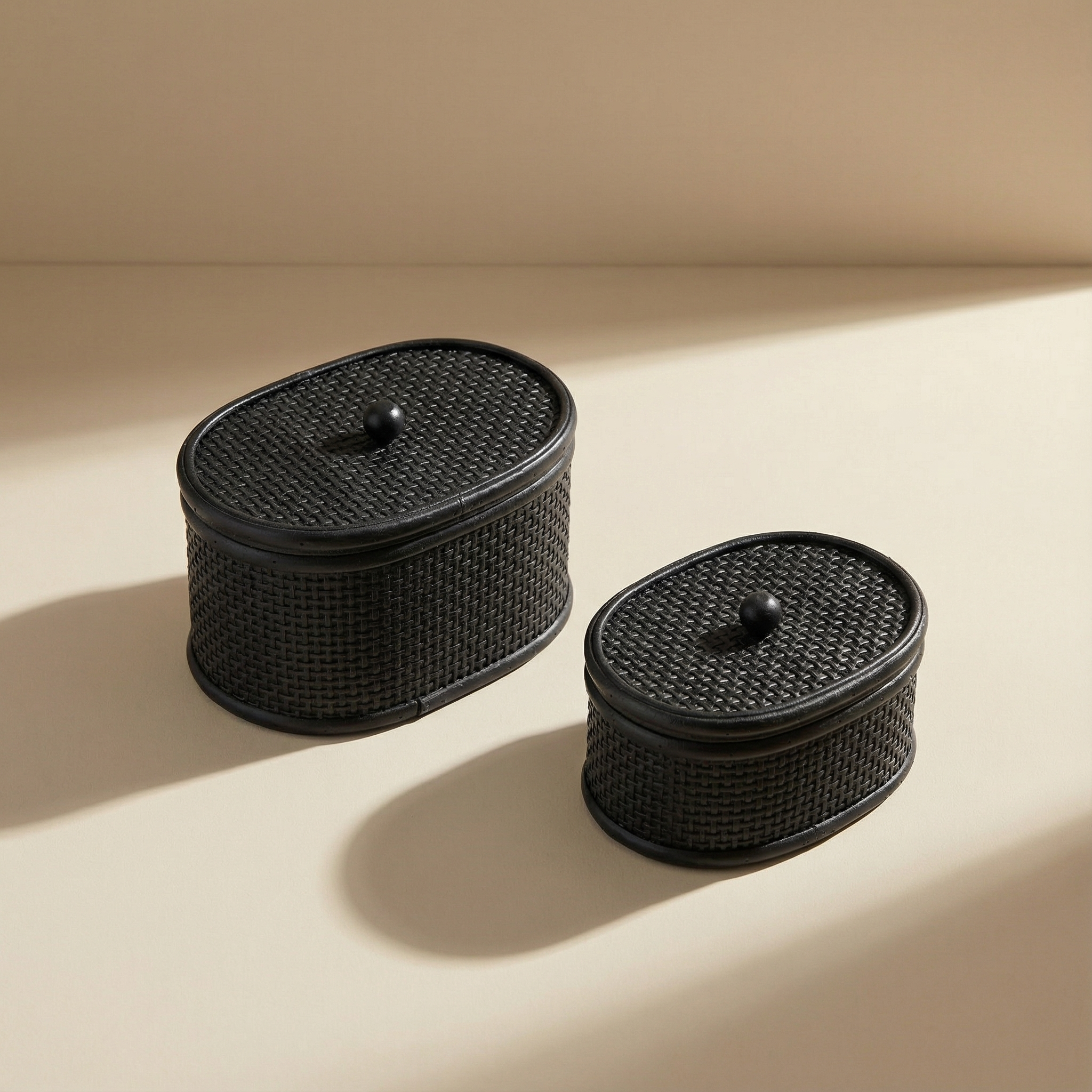 Sia Home Rangements Boîtes rotin Mila noires lot 2