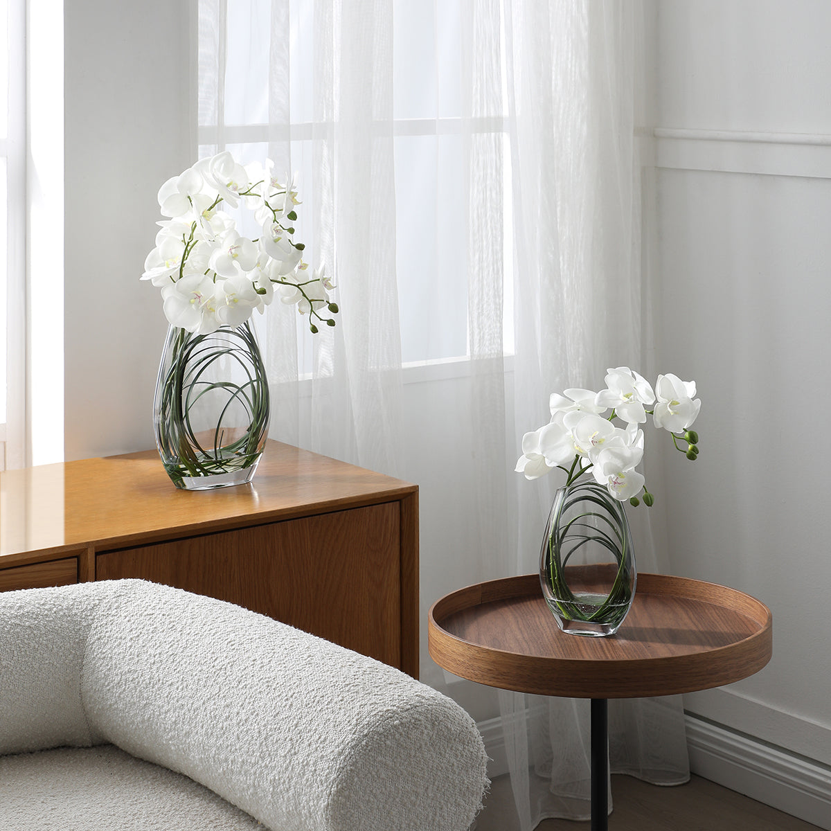 Sia Home Compositions florales orchidée blanche 46 cm vase