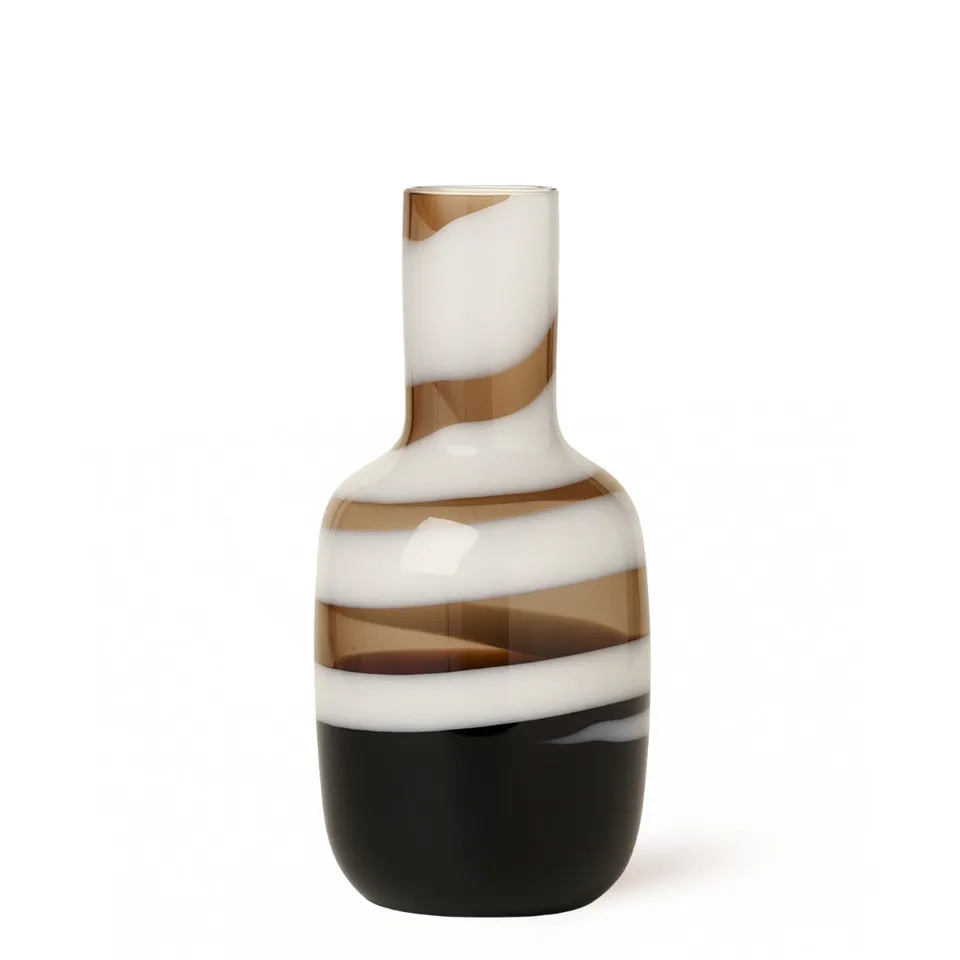 Sia Home Spirale vase verre marron 40 cm soufflé bouche