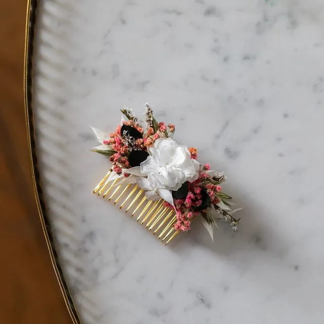 Flowrette Bérénice peigne fleurs séchées mariage champêtre