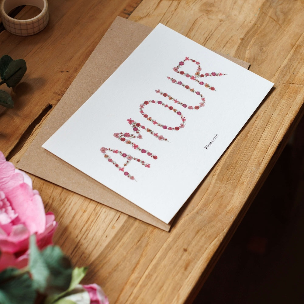 Flowrette Décoration carte postale Amour avec enveloppe