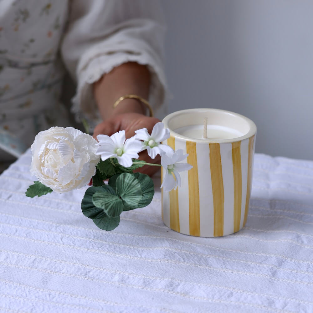 Flowrette Décoration coffret Lueur Florale jaune fleurs papier