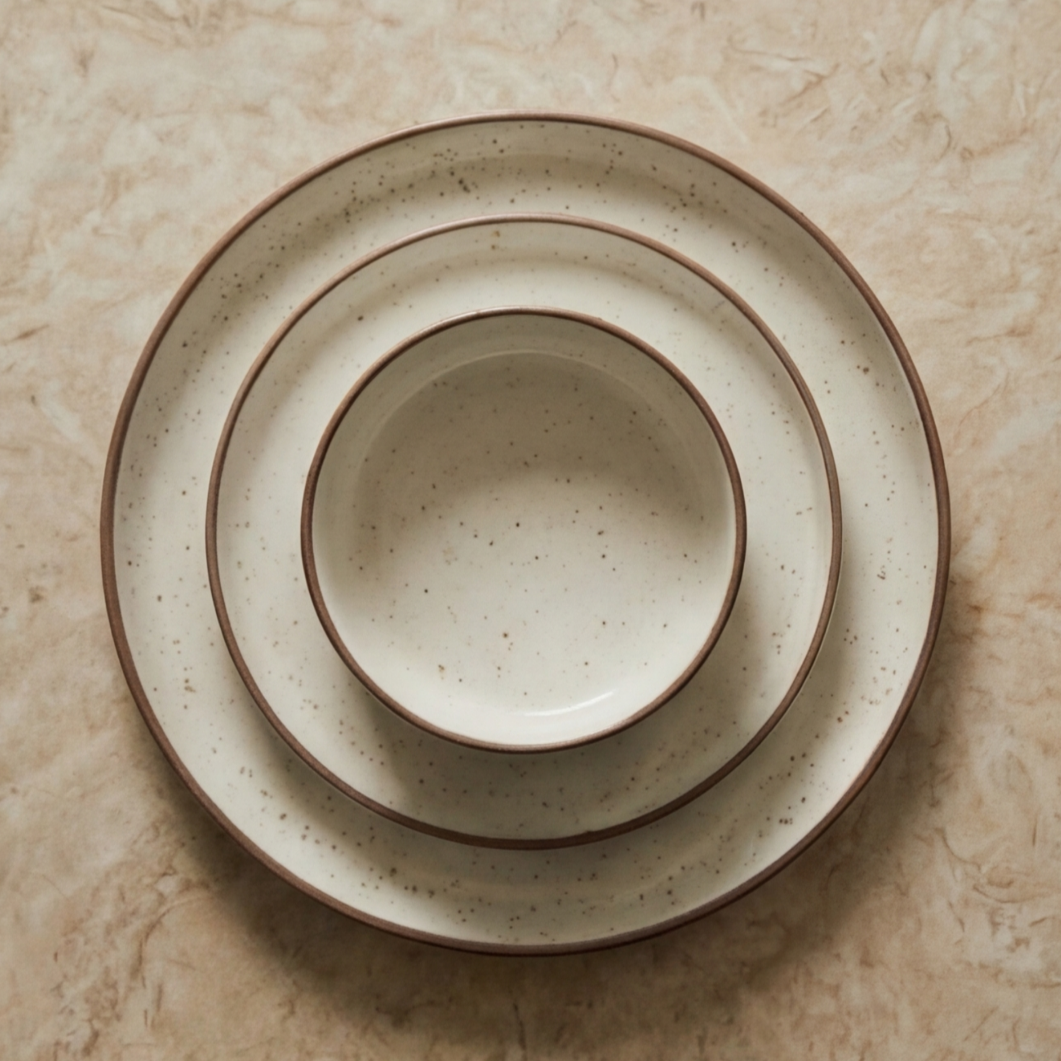 Sia Home Karlstad service 16 pièces grès blanc marron 27 cm