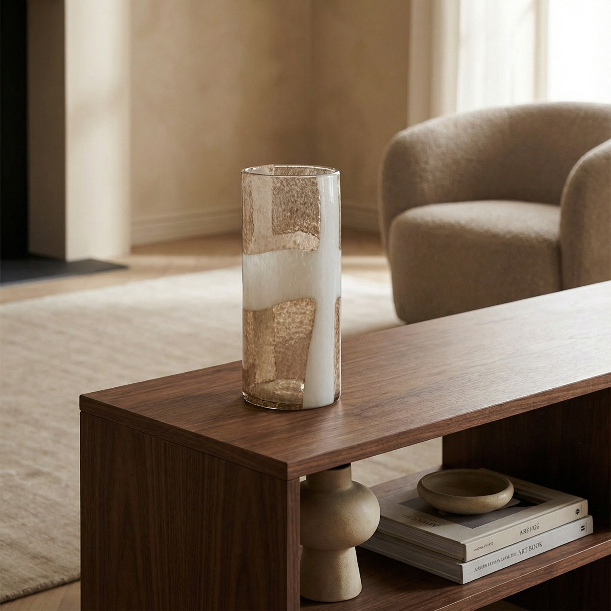 Sia Home Mirage vase verre soufflé moucheté 39 cm marron