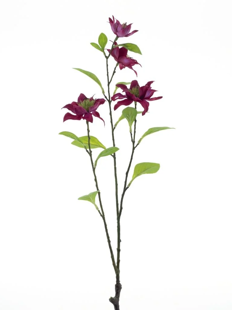 Feuillazur Rungis Clématite 3 tiges fleur artificielle rose 75cm