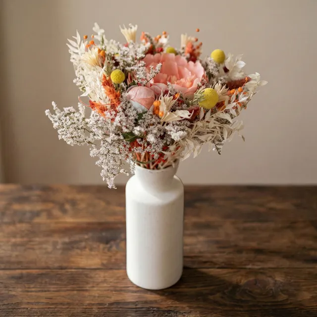 Flowrette Apollinaire bouquet mixte séché pêche