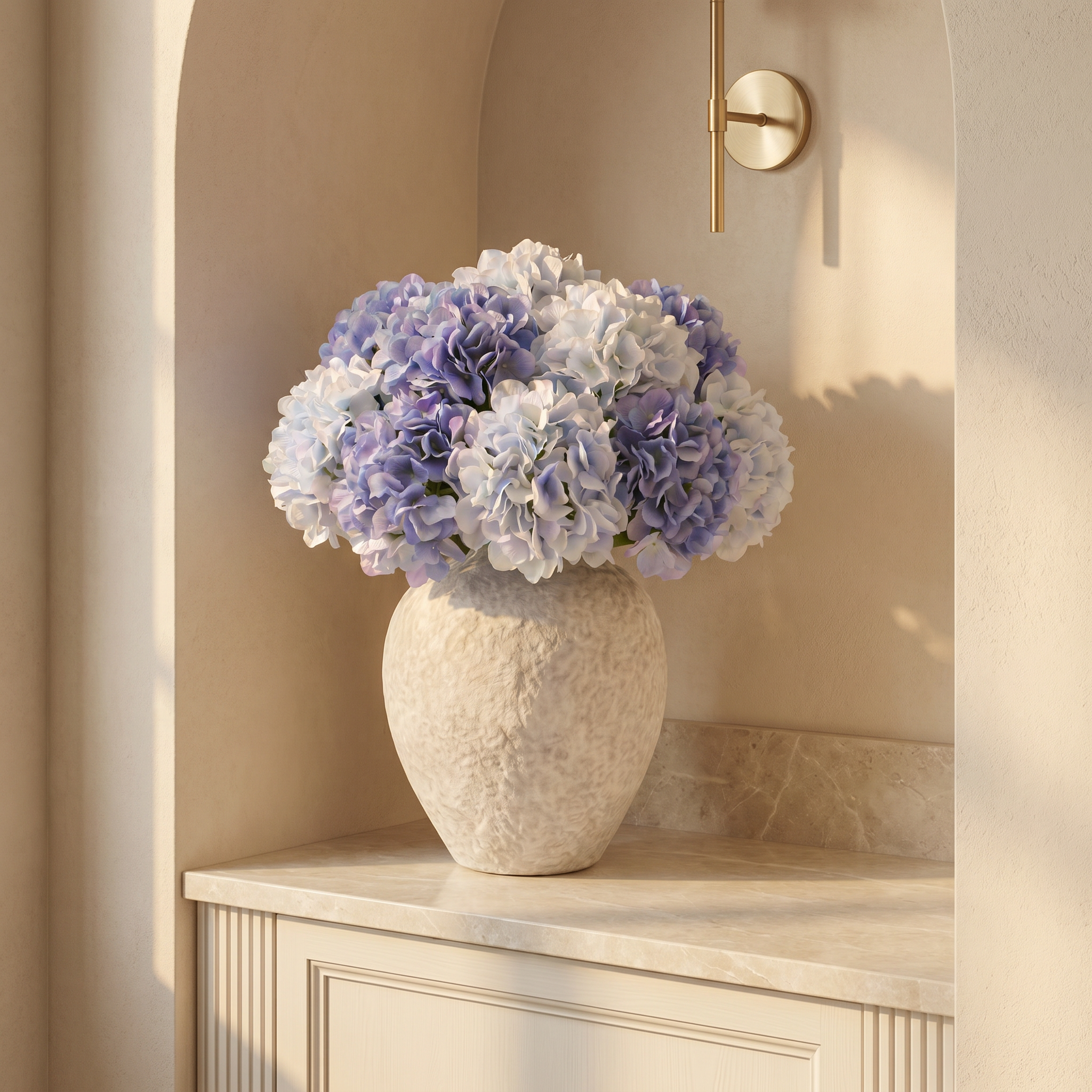 Sia Hortensia bouquet artificiel bleu 12 tiges 63 cm