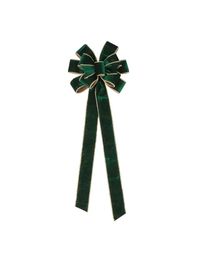 Feuillazur Rungis Nœud velours vert déco 28x78cm