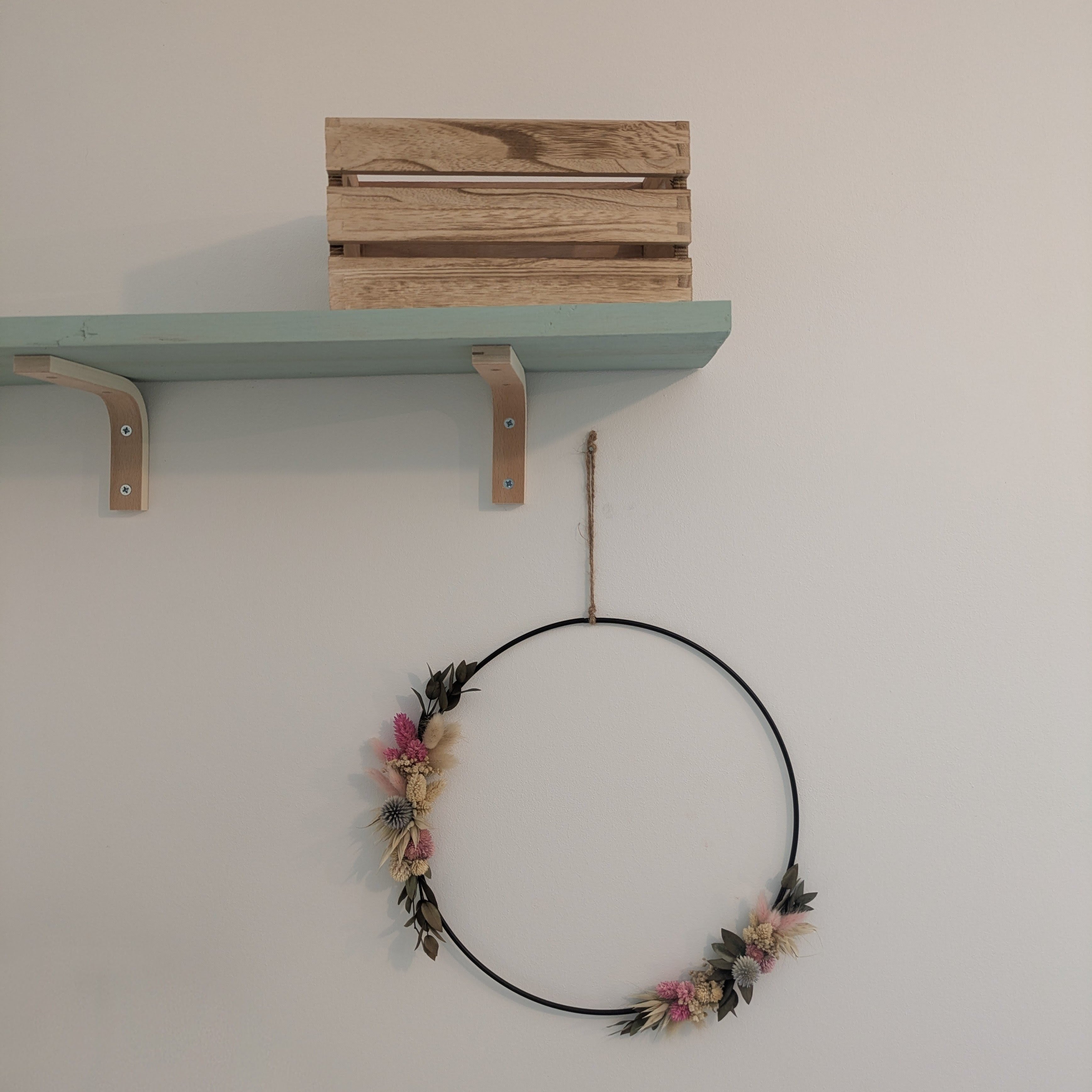 Nymaya Pont des amours couronne fleurs séchées rose beige