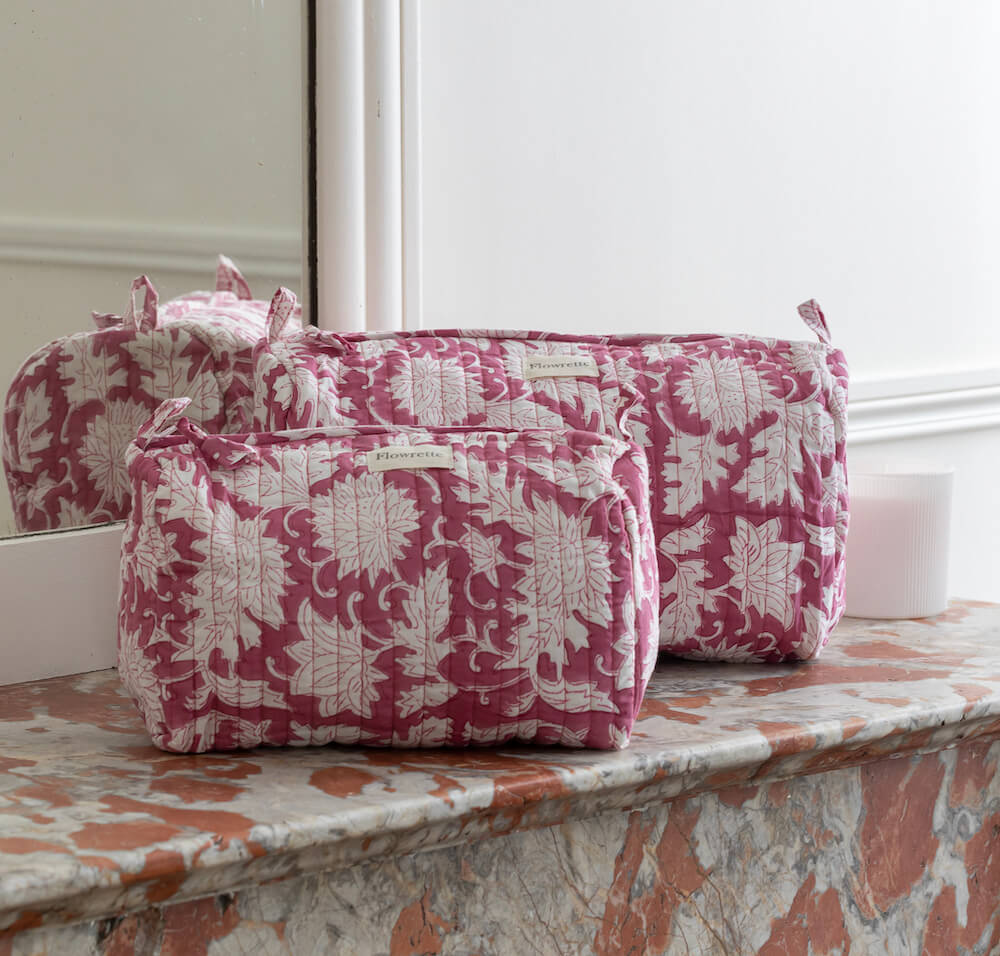 Flowrette Gaya trousse de toilette M coton rose foncé