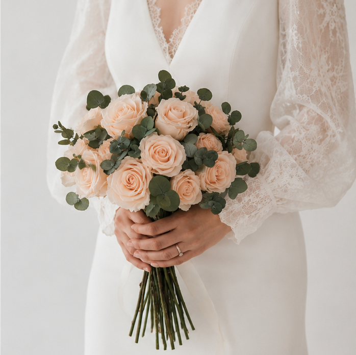 Ateliers Ouchamp Carrefour de Norvège bouquet mariée L rose pâle